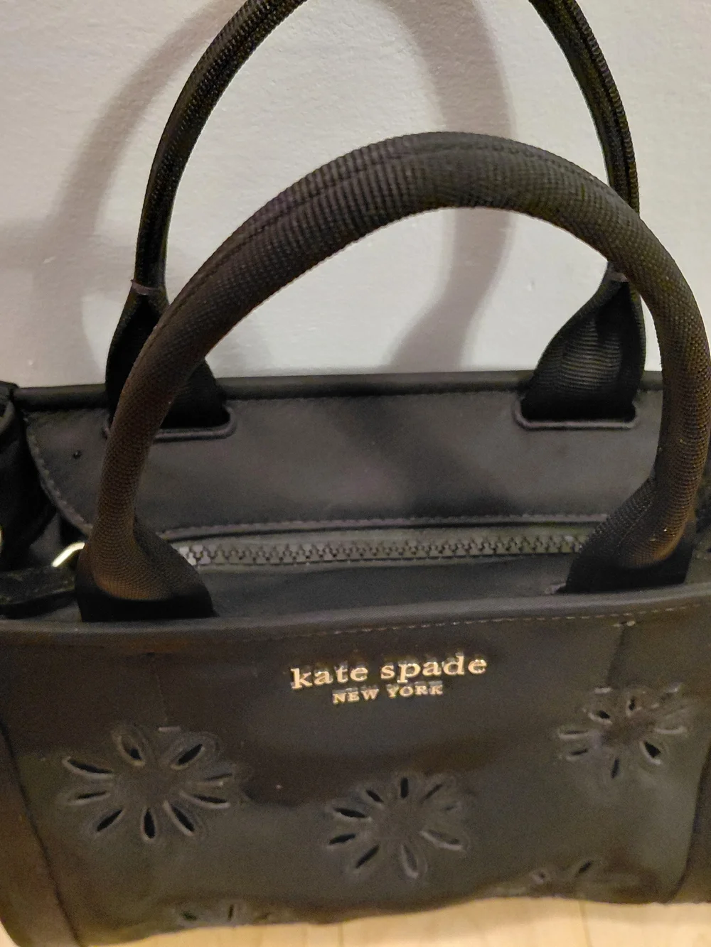 Kate Spade New York Black Floral Cutout Tote